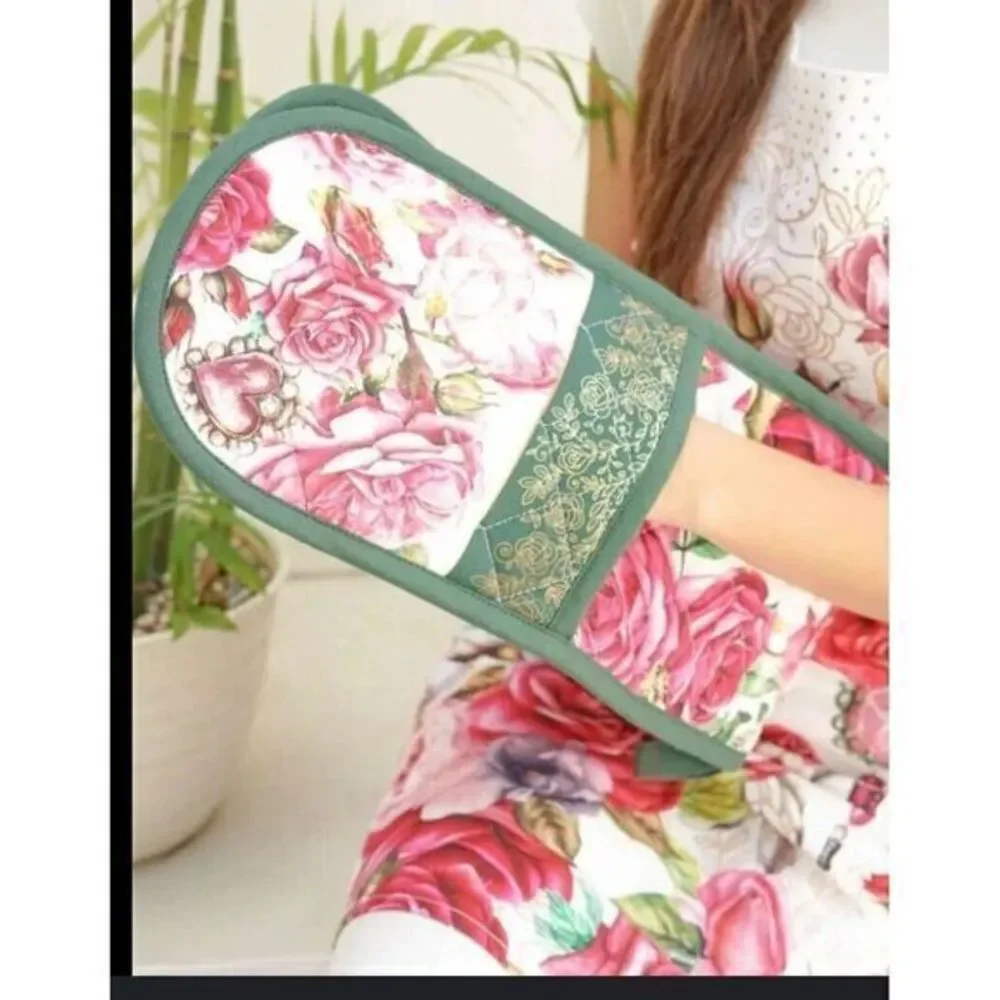 Michel Design Works Cotton Kitchen‎ Double Oven Glove Royal Rose Floral Mothers